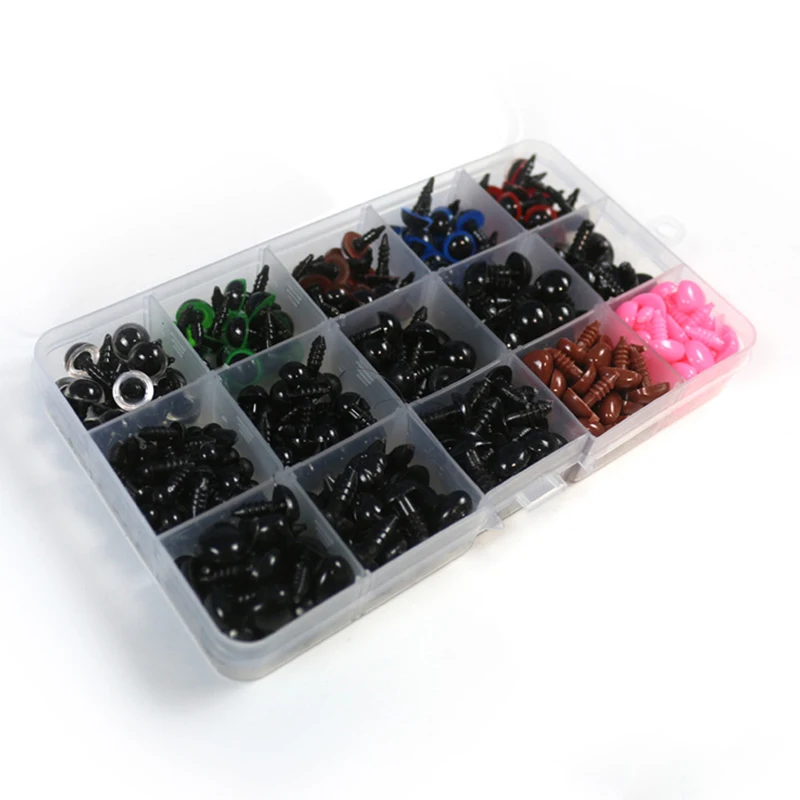 560Pcs Safety Eyes and Noses with Washers for Stuffed Animal Doll Crochet Black Glitter Eyes for Crafts Teddy Bear Making