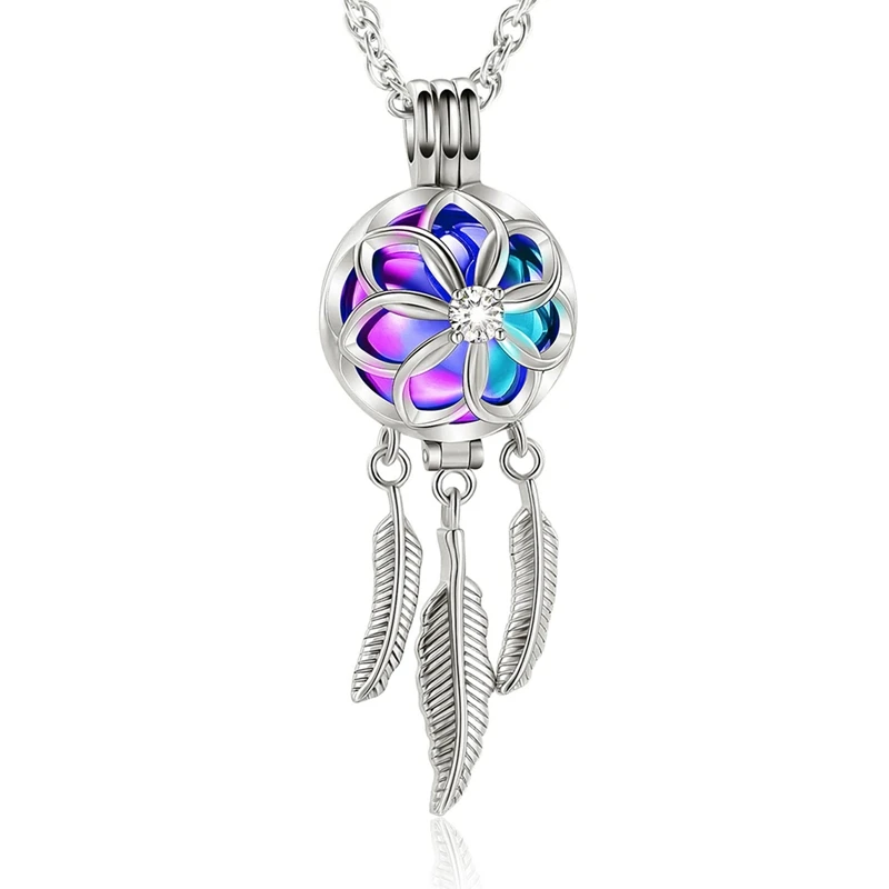 Cremation Jewelry Urn Pendant Necklace with Hollow Urn Cremation Jewelry for Ashes Dream Catcher Shape Pet Cremation Portable Memorial Box