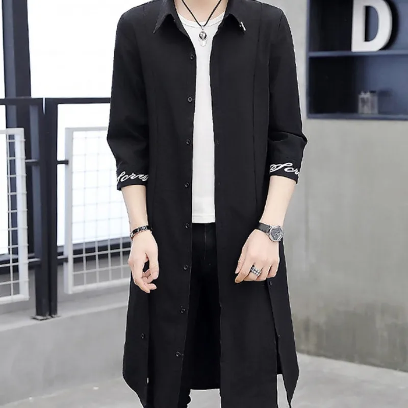 Trench Coat Men's Sunscreen Outwear Summer Thin Solid Color