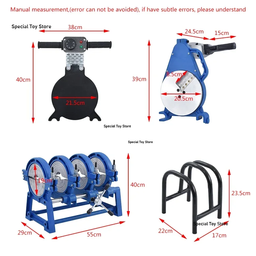 63-200 Hand Push Type Butt Welding Machine PE Fusion Welding Machine Pipe Hot Melt Machine Precision PE Butt Fusion Welder 220V 5
