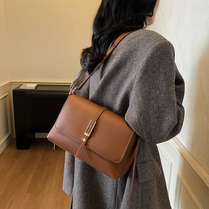 Umschlag Tasche Frauen Mode Unterarm Handtasche Solide Pu Leder Schulter Messenger Tasche Damen Elegante Achselhöhle Geldbörse Einfache Flap Bag – Detail 6