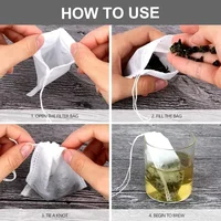 50pcs/lot Disposable Teabags Non-woven Fabric Tea Filter Bags for Coffee Spice Tea Bag with Drawstring Filters Kitchen Teaware 6