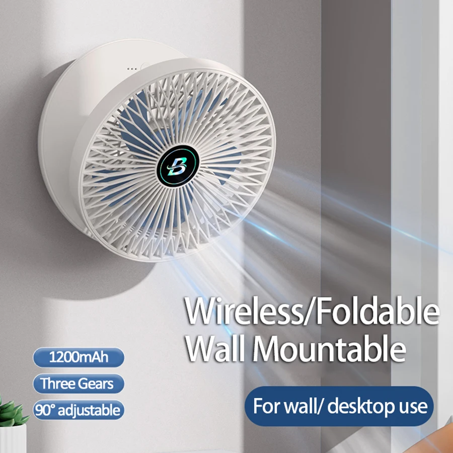 2024 Best Sellers 2IN1 Folding Desktop Fan Portable Air Conditioner Wall Mounted Fan Rechargeable With 3 Gears for Home Office 2