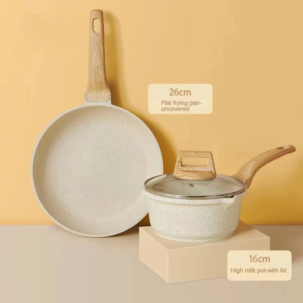 3-7 каструль і сковорідок Набори посуду з антипригарним покриттям Білий гранітний індукційний посуд Набір для приготування їжі з антипригарним покриттям зі сковорідками та каструлею