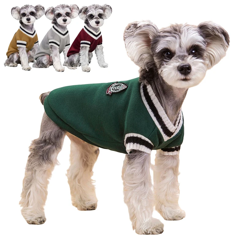 

College Style Pet Dog Sweater Winter Warm Dog Clothes for Small Medium Dogs Puppy Cat Vest Chihuahua French Bulldog Yorkie Coat