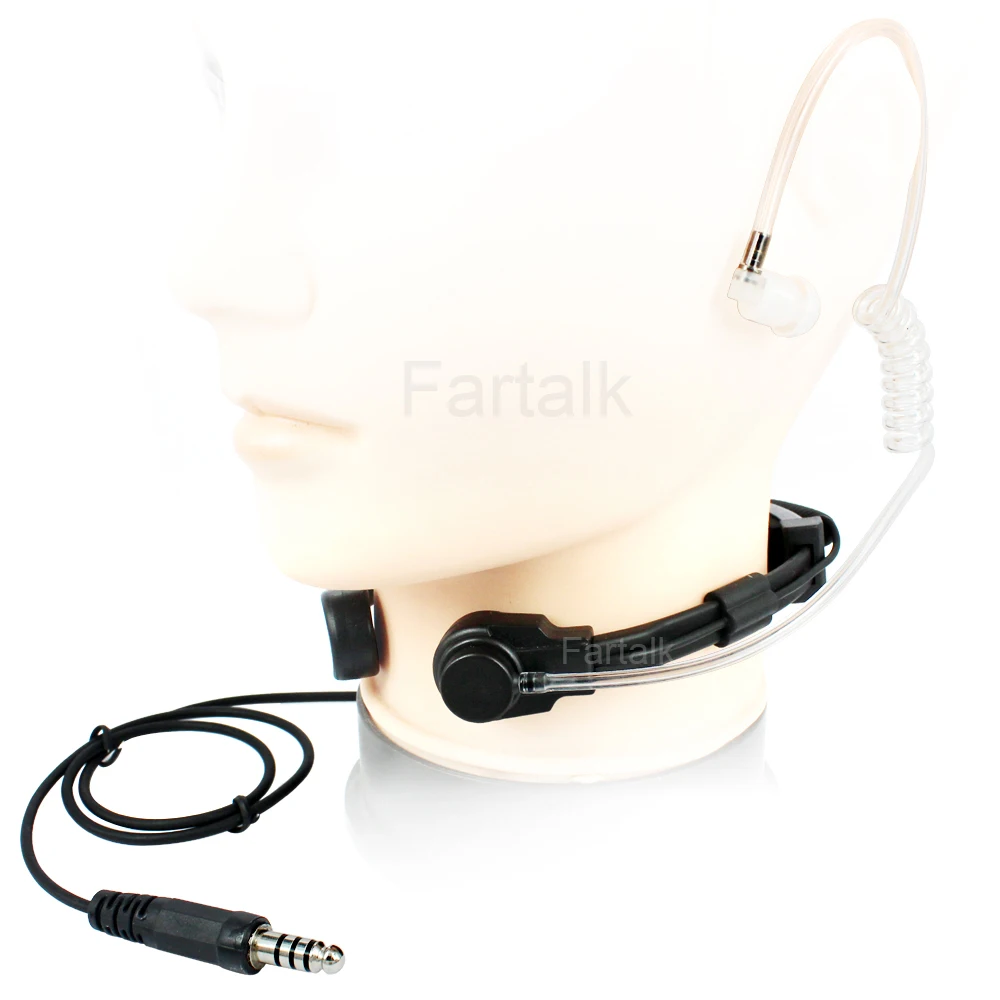 Telescópico Heavy Duty Tactical Headset Microfone, Garganta Vibração Mic Headphone, Plugue NATO para Walkie Talkie Radio