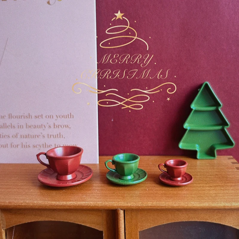 1 Set Dollhouse French Mini Coffee Cup And Saucer Kit Miniature Afternoon Tea Scene Decoration Doll Accessories Toys