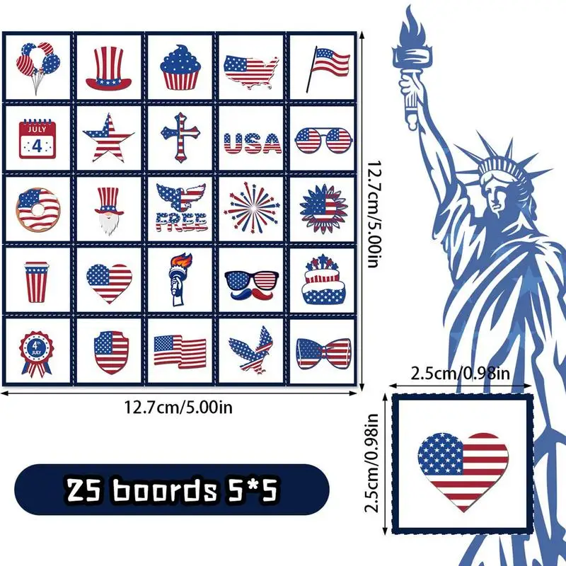 4th Of July Card Games Independence Day Patriotic Bingo Game Funny Card Game Party Supplies Multiplayer For Kids & Adults