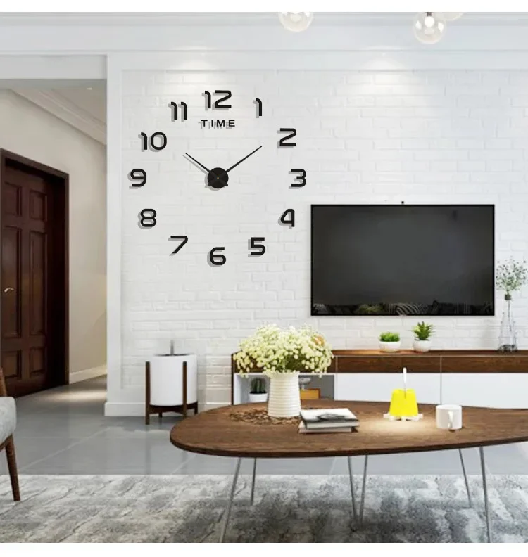 Large 3D DIY Clock Wall Acrylic Mirror Clocks Frameless Big Horloge Home Decoration for Living Room Bedroom reloj de pared 120cm wall clock