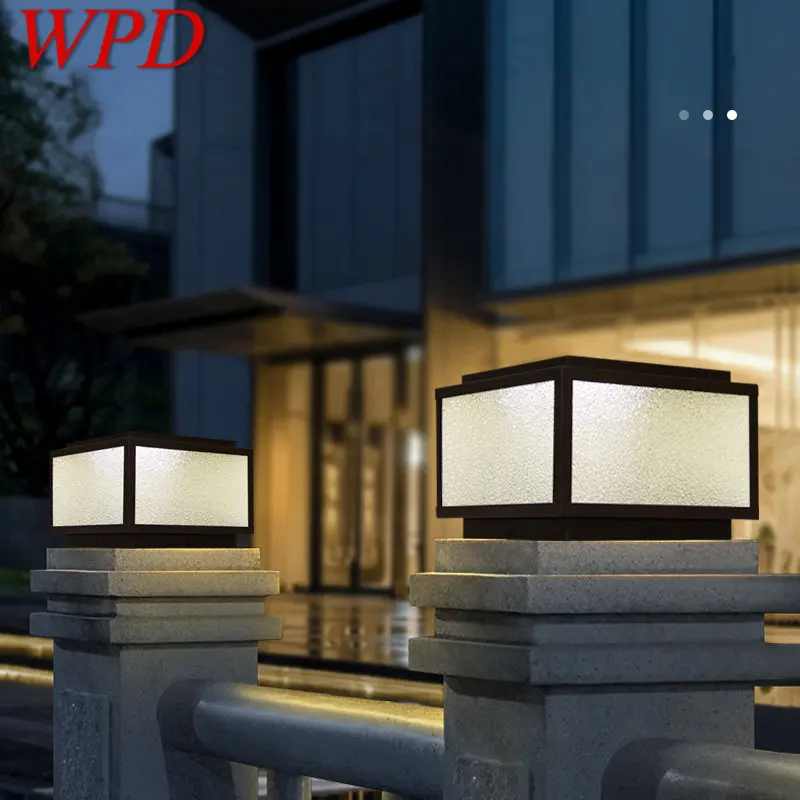 WPD Outdoor Solar Post Lamp LED Creative Square Pillar Lights Waterproof IP65 for Home Villa Hotel Porch Courtyard
