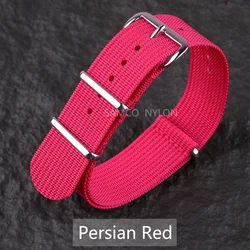 Comfortable Nylon Ribbed Military - Style Washable Watch Strap for Men (Persian Red)