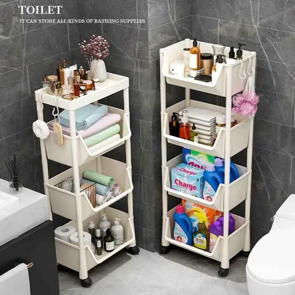 Multifunctional Storage Rack Trolley with Wheels for Kitchen and Home