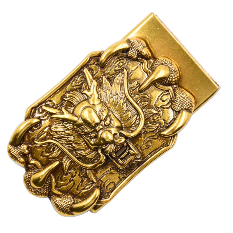 

Fashion Antique Copper Gold Color Dragon Pattern Automatic Buckle Domineering Animal Waistband Buckle Men's Jeans Accessories