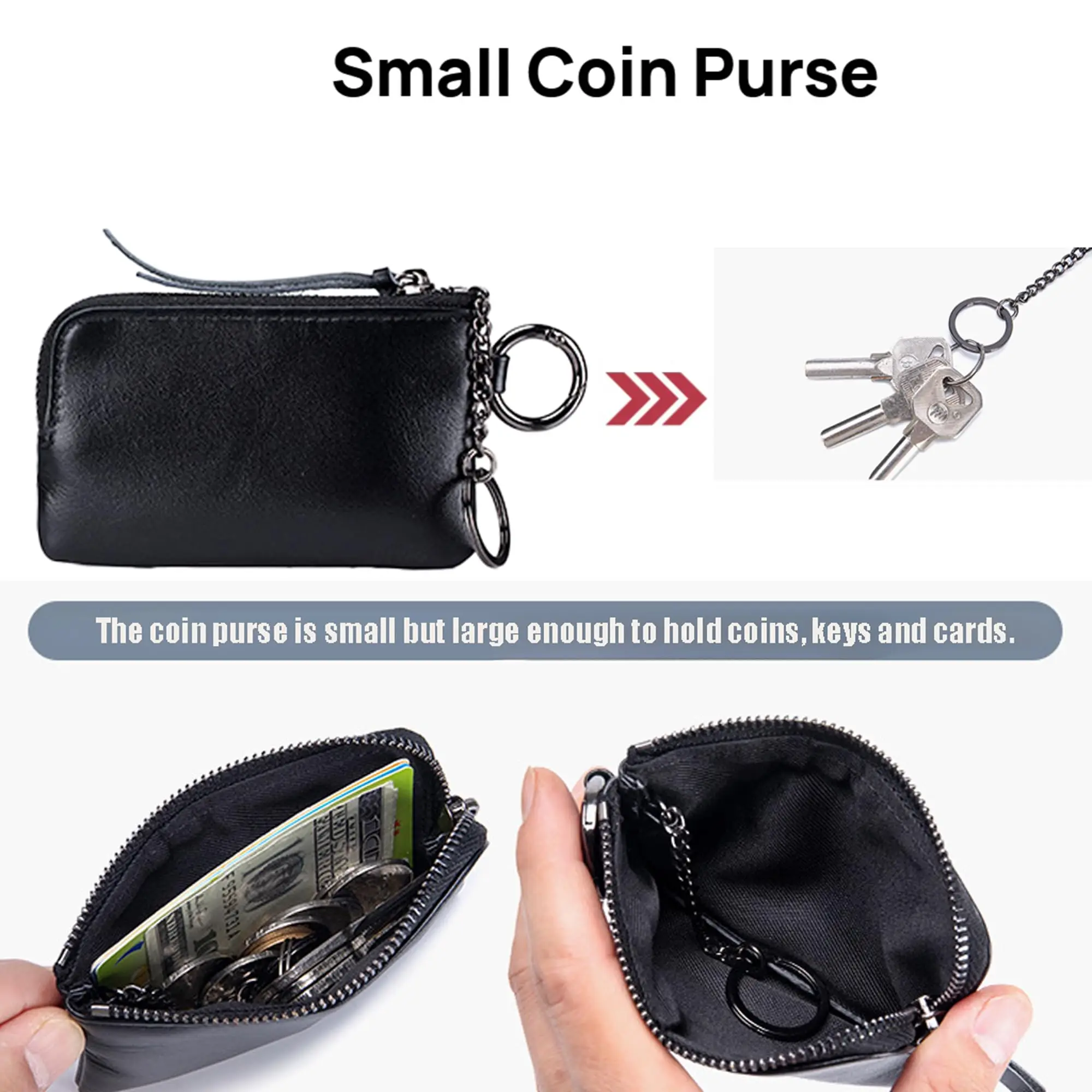 Minimalist Leather Keychain Wallet & Coin Purse