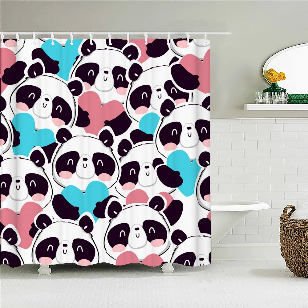 

Забавная Водонепроницаемая занавеска для душа из полиэстера с милыми кошками и собаками, занавески с мультяшными бульдогами и альпаками для ванной комнаты, занавески для фона, декор для стен