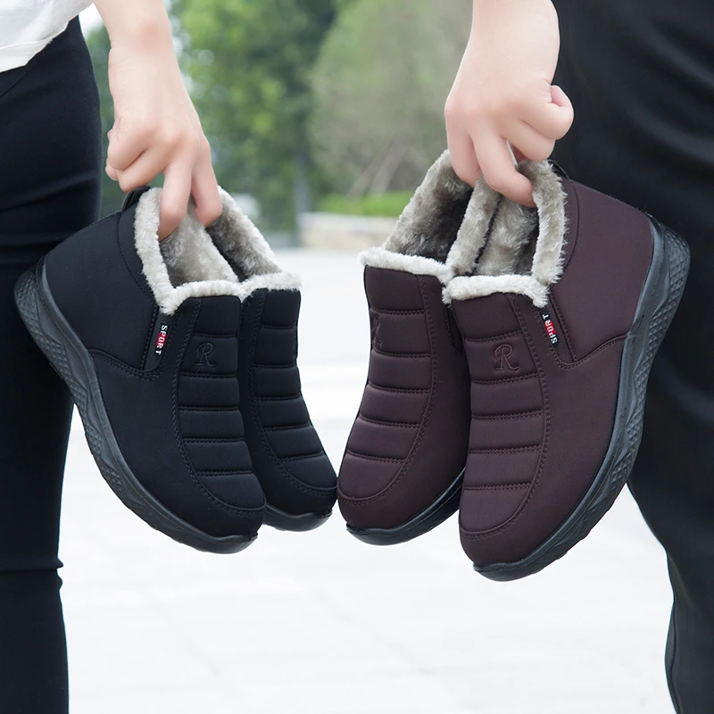 Winter Men Shoes For Men Boots Thick Fur Warm Ankle Boots For Footwear Waterproof Snow Botas Hombre Light Sneakers