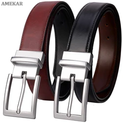 Mens Belt Reversible 100% Italian Cow Leather Dress Casual Belts for men,One Reverse for 2 Colors,Trim to Fit