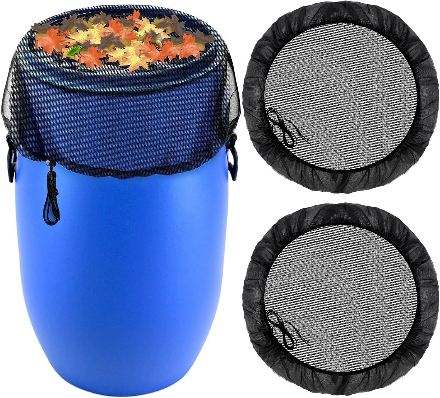 Rain Barrel Cover Mesh With Drawstring Water Collection Buckets Netting Screen 1 Pcs