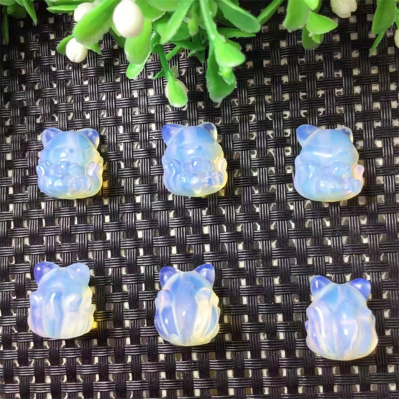 

10pcs Natural Opalite Cartoon Fairy Fox Pendant Crystal Gemstone Healing Energy Stone Fashion Charm Animal Holiday Gift 18mm