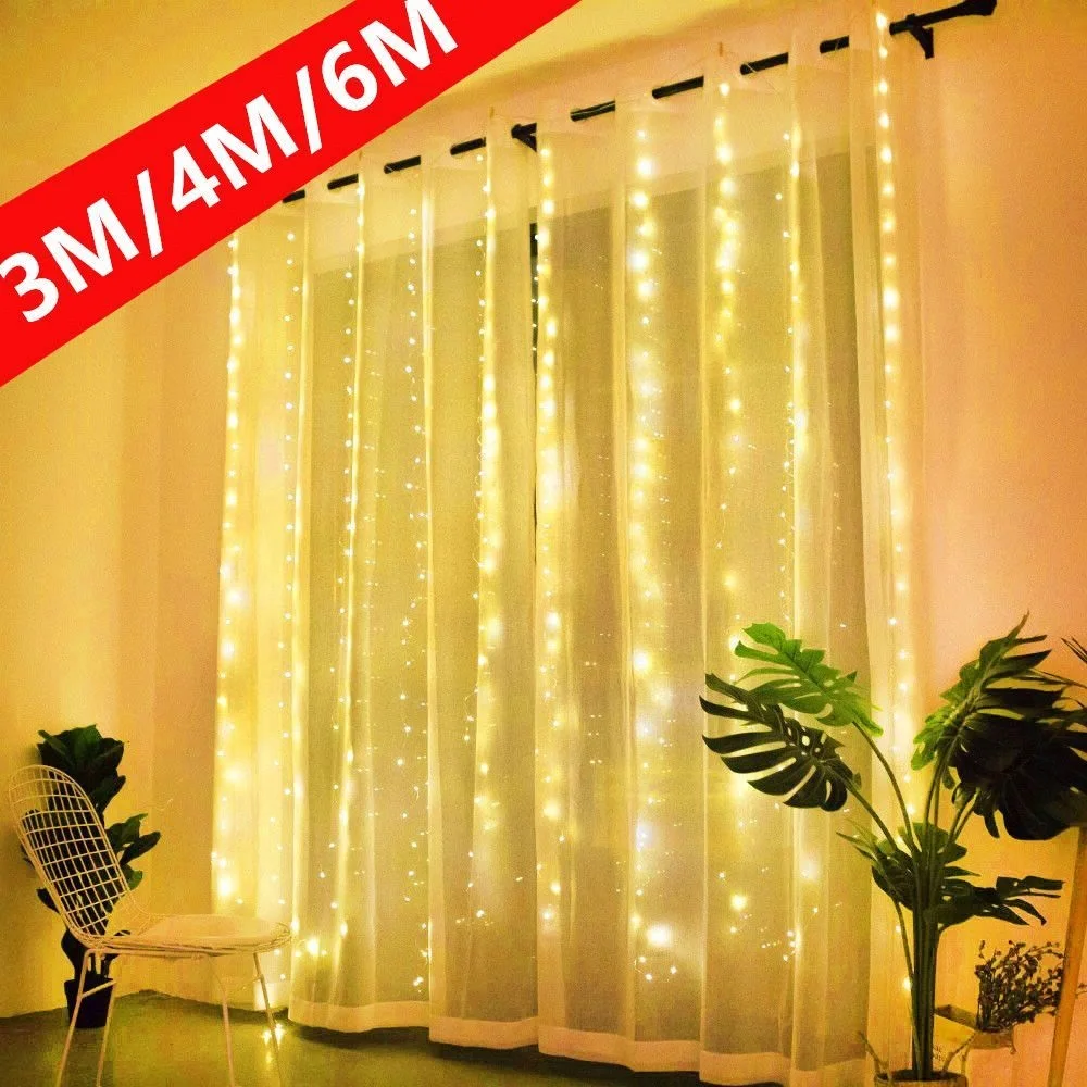 

3M/4M/6M LED USB Remote Control Curtain Fairy Lights Christmas Garland Lights LED String Lights Party Garden Home Wedding Decor