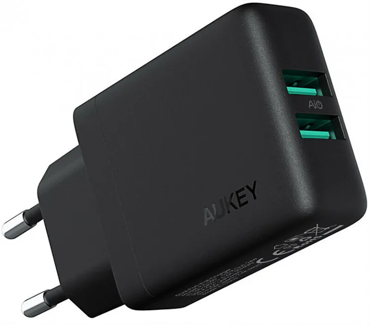 Сетевое зарядное устройство Aukey Dual-Port USB Wall Charger with GaN Power Tech цвет Черный (PA-U50) |