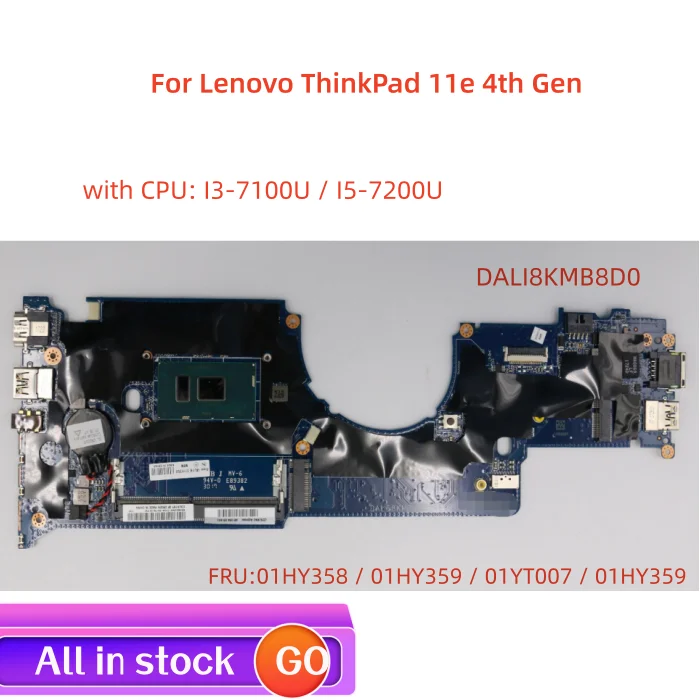 레노버 씽크패드용 DALI8KMB8D0 마더보드, CPU i3-7100U/I5-7200U 100% 테스트 작업, 11e 4 세대 20HT 20HV 노트북 마더보드