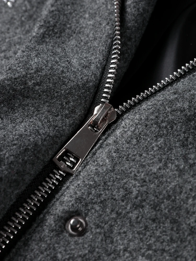 Beading Luxurious Chic Coat Women Loose Single Breasted Stand Collar Pocket Woolen Outwear 2024 Winter Snowflake Sequins Jackets 5