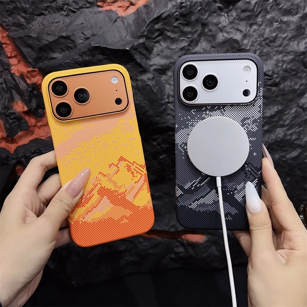 Kevlar-Infused Magnetic Carbon Fiber Pattern Phone Case with Colorful Frosted Finish