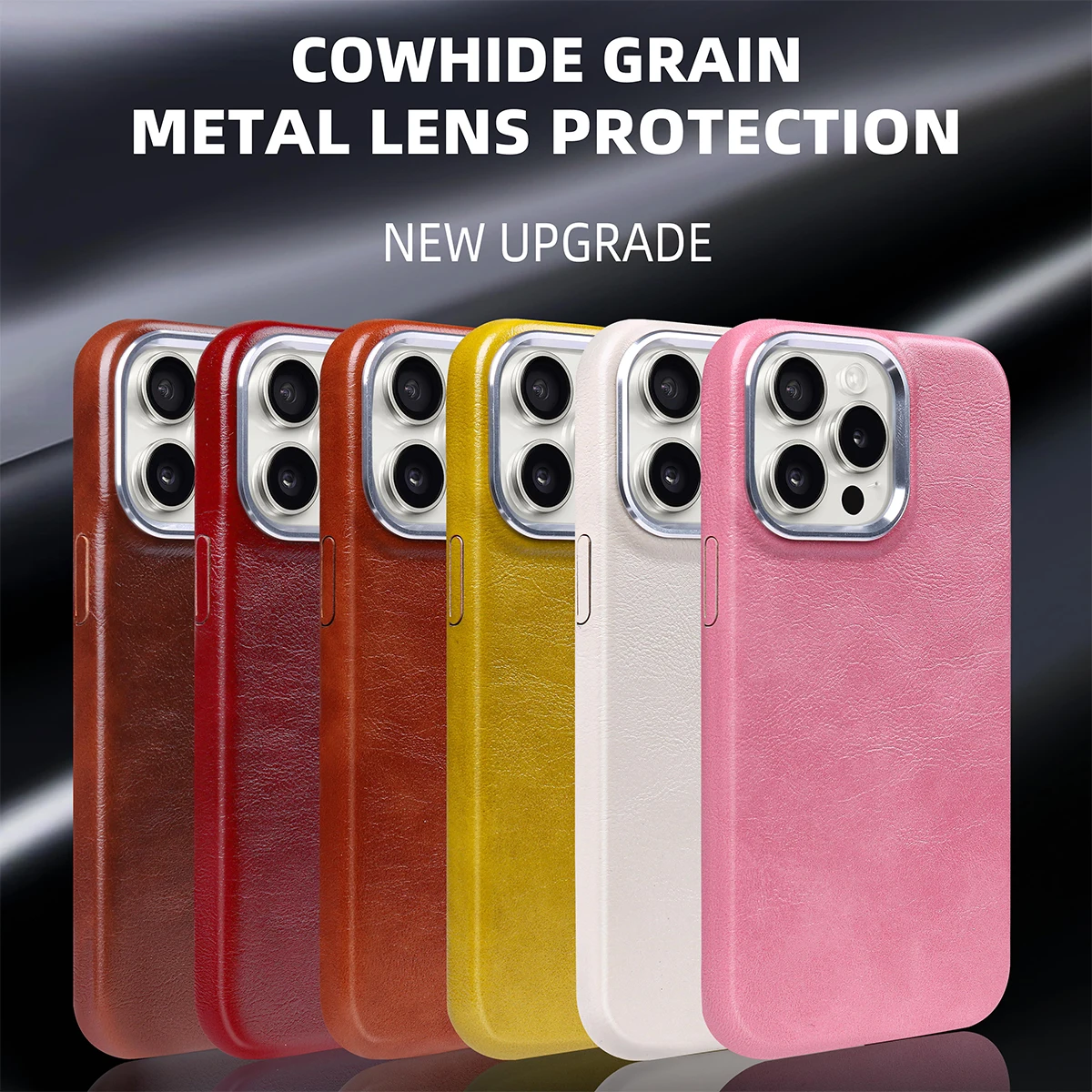Luxury Classic Retro Textured Metal Frame PU Leather Phone Case