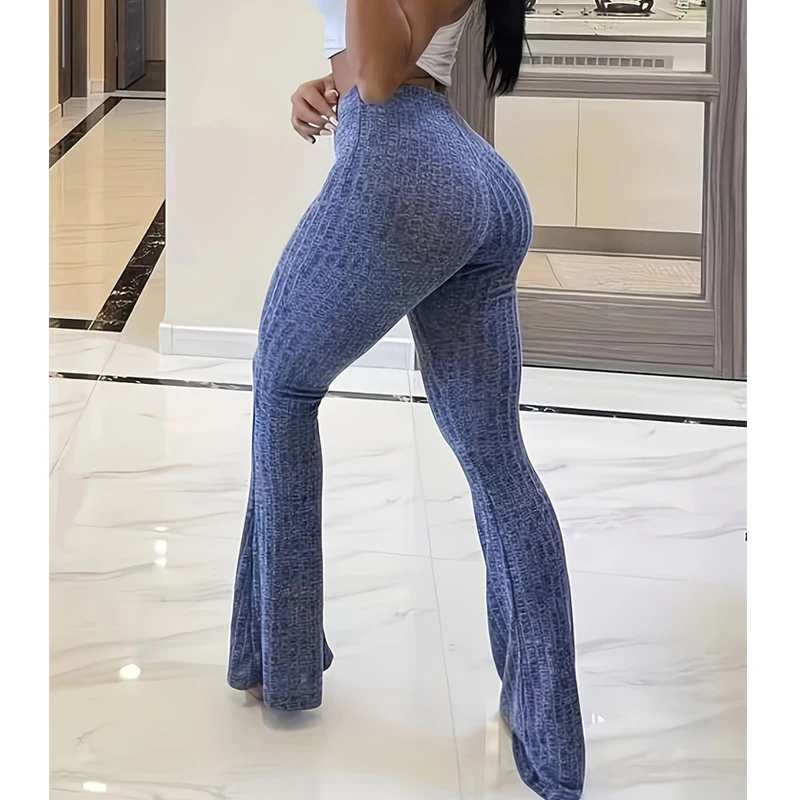 Fashion New Women's Low Waist Striped Solid Color Slightly Pull Leggings Yoga Long Pants Fitness Sports Casual Thin Trousers