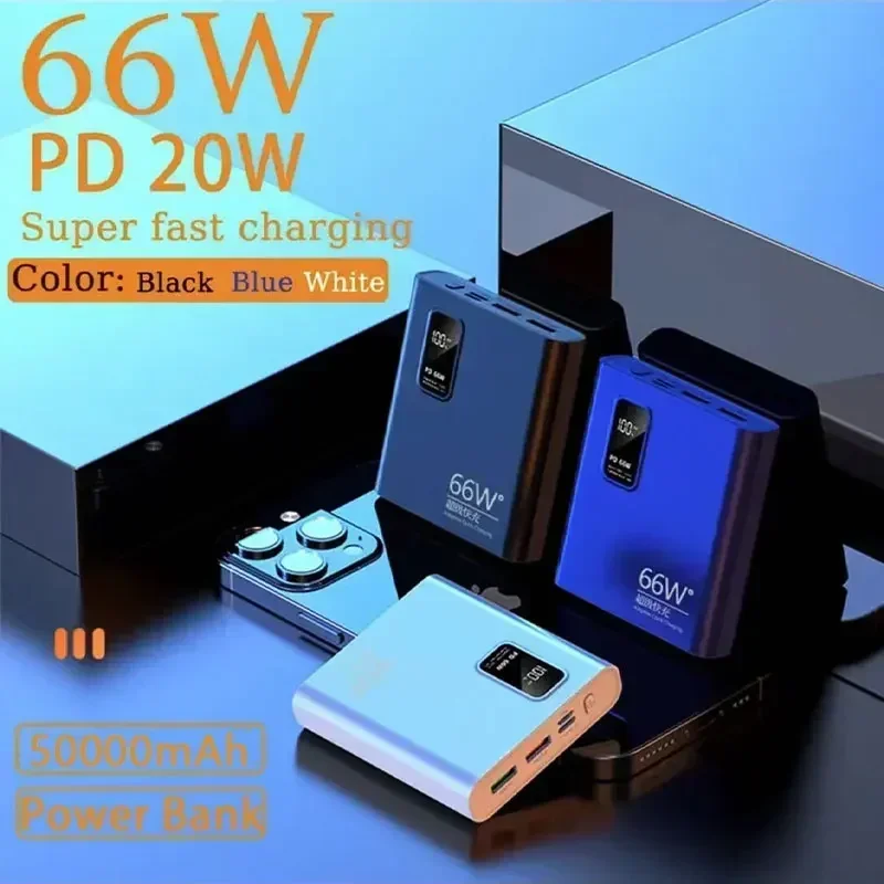 66W Power Bank 50000Mah Ricarica Super Veloce Power Bank Caricabatterie Portatile Display Digitale Batteria Esterna Per Iphone Xiaomi
