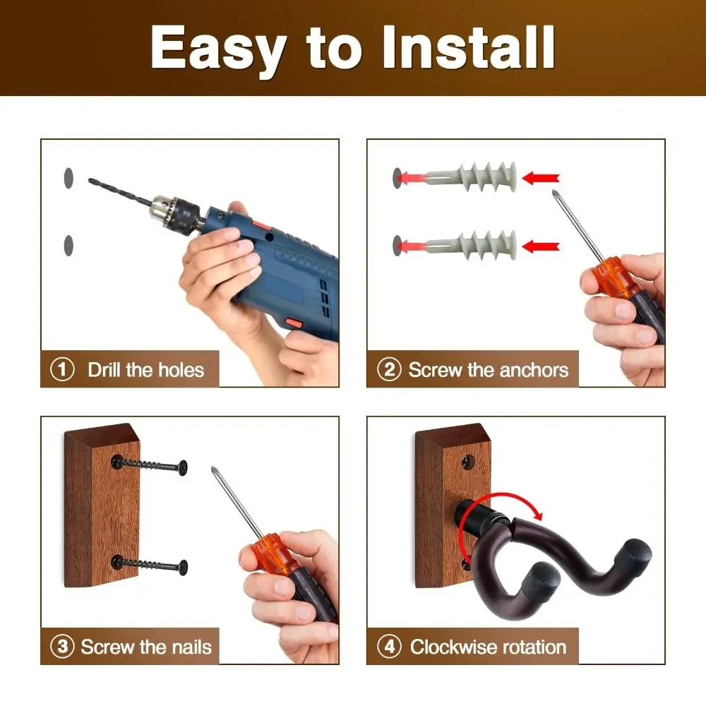 Wall Mount Guitar Hanger Hook Non-slip Holder Stand for Acoustic Guitar Ukulele Violin Bass Instrument Accessories