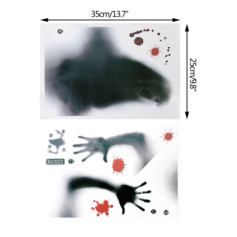 Adesivo de janela removível horror sem rastros reutilizável layout de cena  assustadora PVC fantasma sombra sangue impressão de mão Halloween  eletrostático, Vidro, Sem pedras preciosas