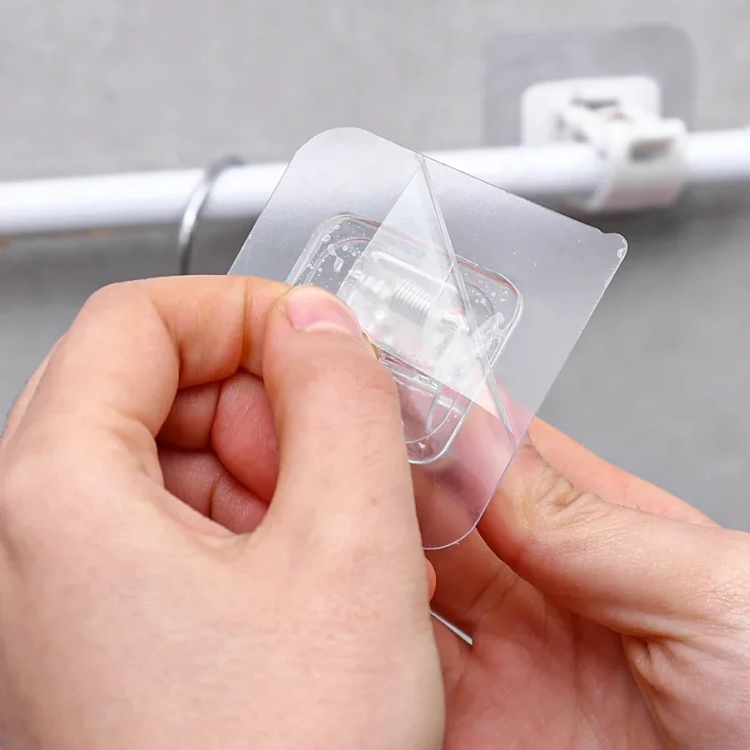 2/6/12Pcs Self Adhesive Rail Hooks Nail-Free Adjustable Curtain Rod Bracket Clamp Hooks No Drilling Home Kitchen Bathroom Use