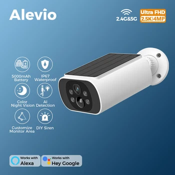 ALEVIO 2.5K Outdoor Solar Camera Wireless Cam WIFI Ultra Standby Time PIR Motion Light Color Night Vision AI Detect Battery Cam 1