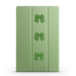 DIY Bow TPU Tri-Fold Stand Smart Tablet Case with Auto Sleep/Wake for Mi Pad 5 Pro 11inch (Light green)