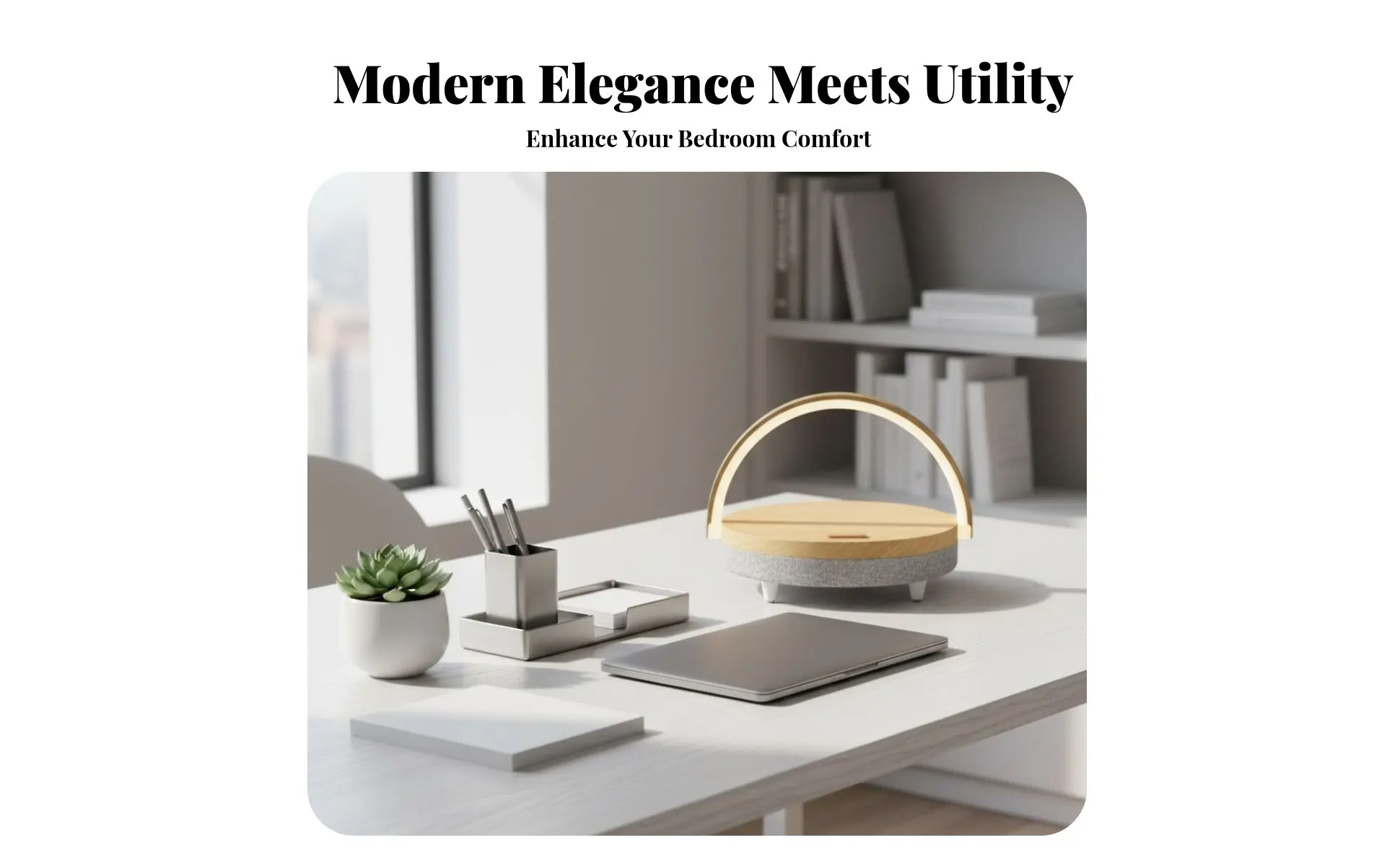 Nordic Minimalist Bedside Lamp with Charging, Night Light Speaker Table Lamp for Bedroom Ambience, Adjustable Brightness