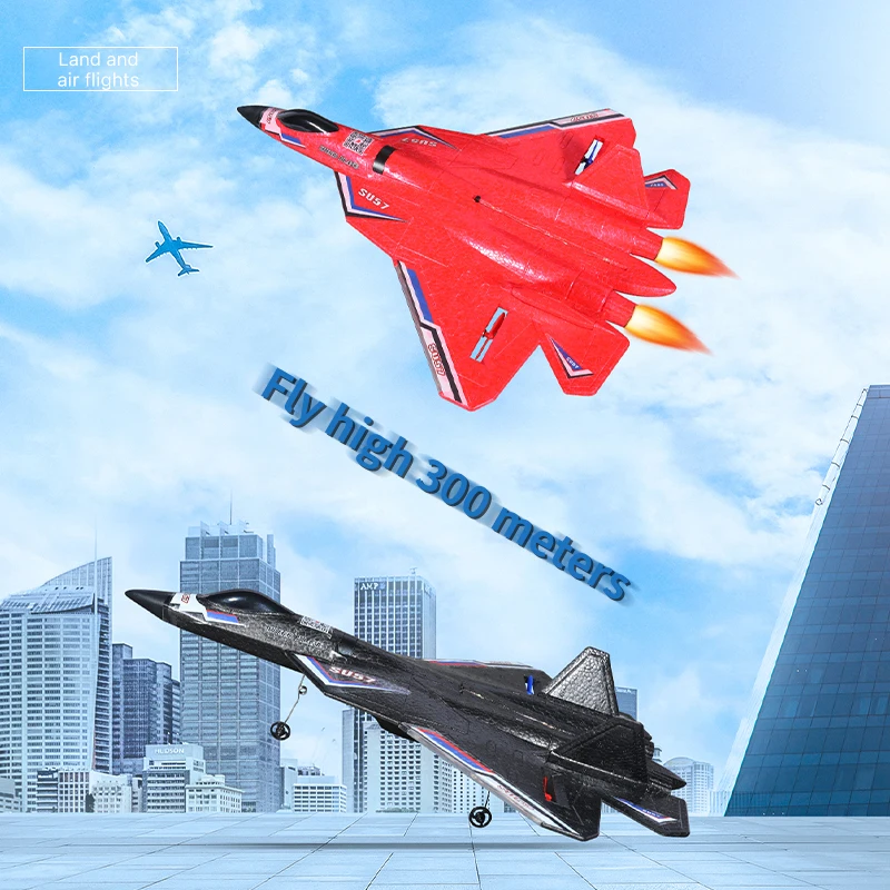 Foam Aircraft Foam Plane RC Plane RC Glider RC Plane SU57 2.4G With LED Lights Aircraft Remote Control Flying Model Glider EPP Foam Toys Airplane For Children Gifts