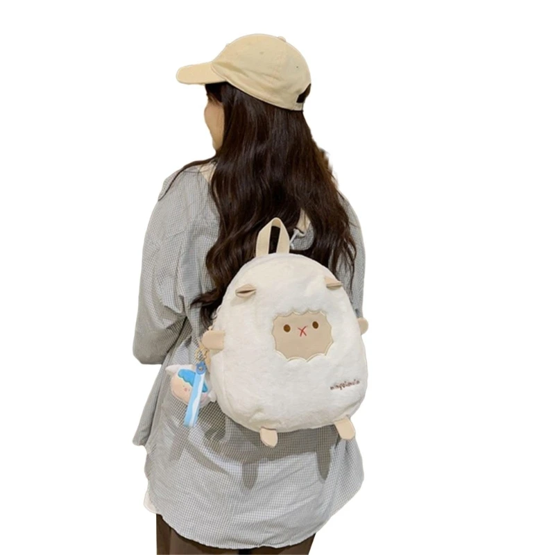 Spacious Plush Shoulder Bag Casual Backpack School Daypack for Work and Travel E74B