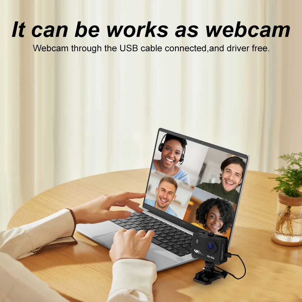 Ourlife 4K Action Camera Ultra HD 16MP WiFi 2.0 inch Screen 170D DVR Webcam Underwater 30M Helmet Video Recording Sport Camera