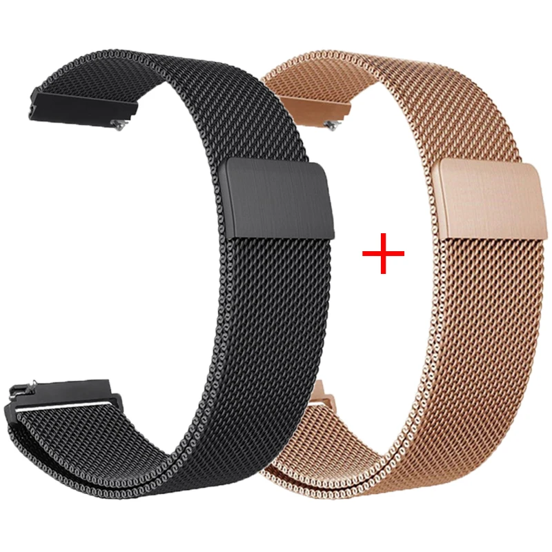 Premium Milanese Magnetic Loop Bracelet Set - 2 Pack, 18mm/20mm/22mm, Color 2 Band