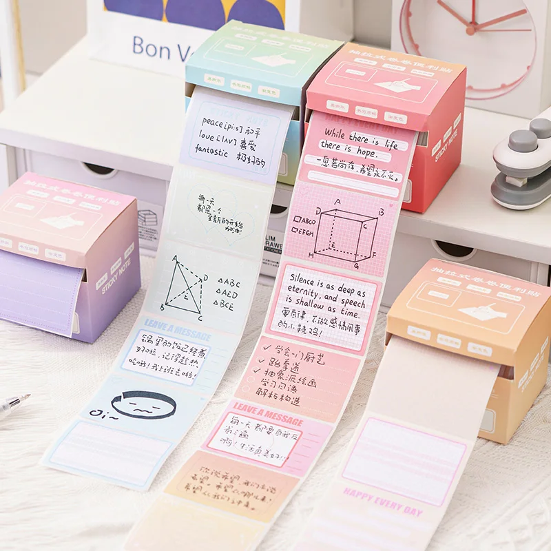 256 sheets 1 box pull-out sticky notes gradient color full adhesive sticky notes roll student simple tearable