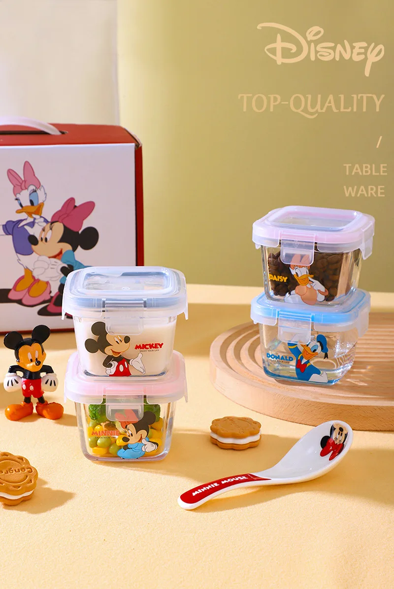 tampa, Mickey Mouse, Minnie Mouse, quadrado, microondas, forno, sopa, presente, 4pcs