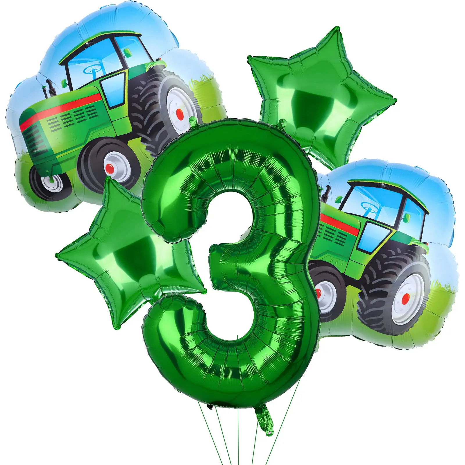 Farm Tractor Party Decor Set - Tableware, Napkins, Tablecloth, Banner, Balloons & Cake Topper