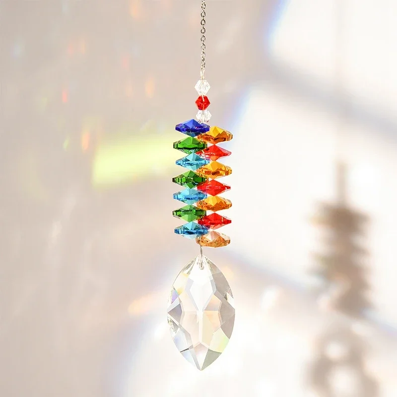 Crystal Suncatcher Rainbow Prism Light Catcher Heart Crystal Pendant Window Hanging Wind Chime Car Charm Garden Home Decoration