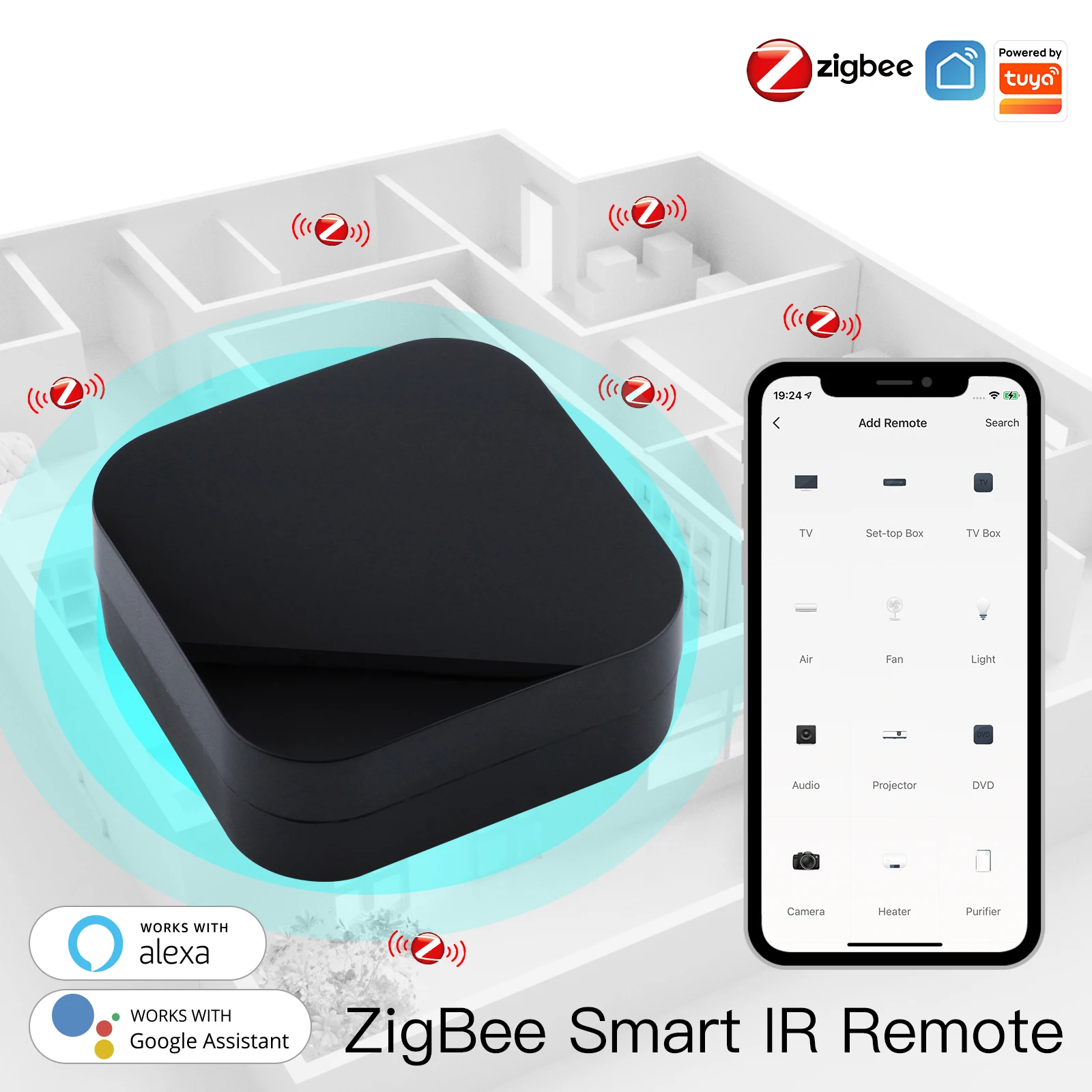 ZigBee Universal Infrared Remote Controller Works with Alexa Google Home Wireless Remote Controller Powered by Tuya