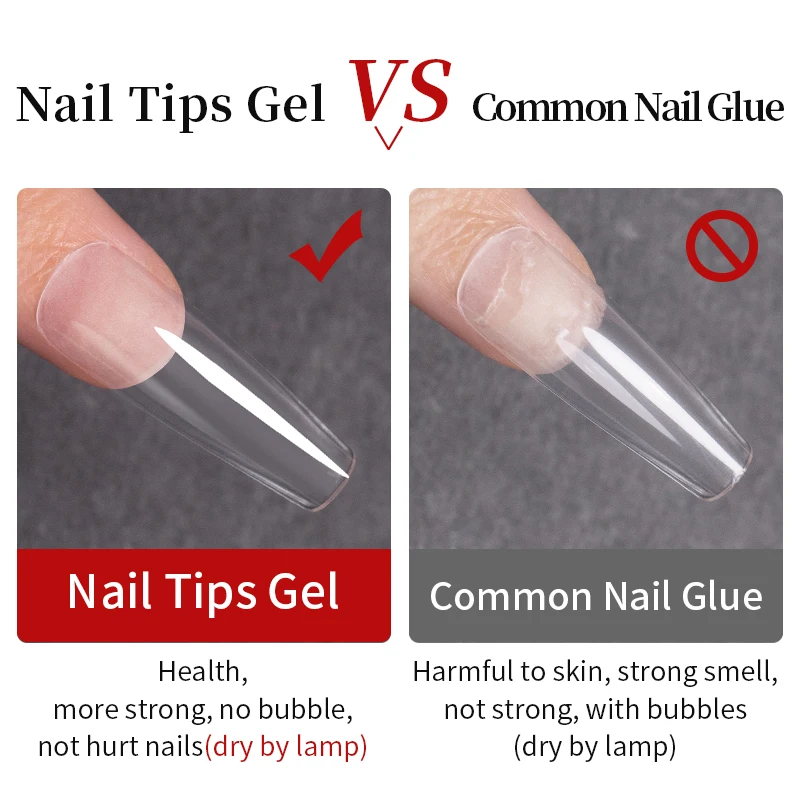 15ML Nail Tips Glue Gel For Falses Nail Tips Fast Extension 3 IN 1 Function Nails Art Transparent Gel Polish Soak Off UV