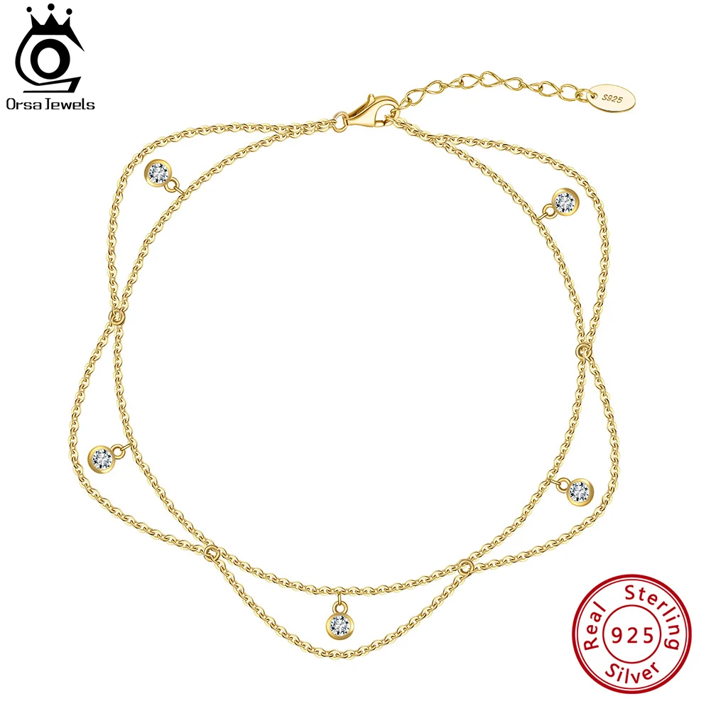 925 Sterling Silver Bohemia Zirconia Pendants Anklets Foot Jewelry Clear CZ Charm Rhinestone Bracelet on Leg SA72