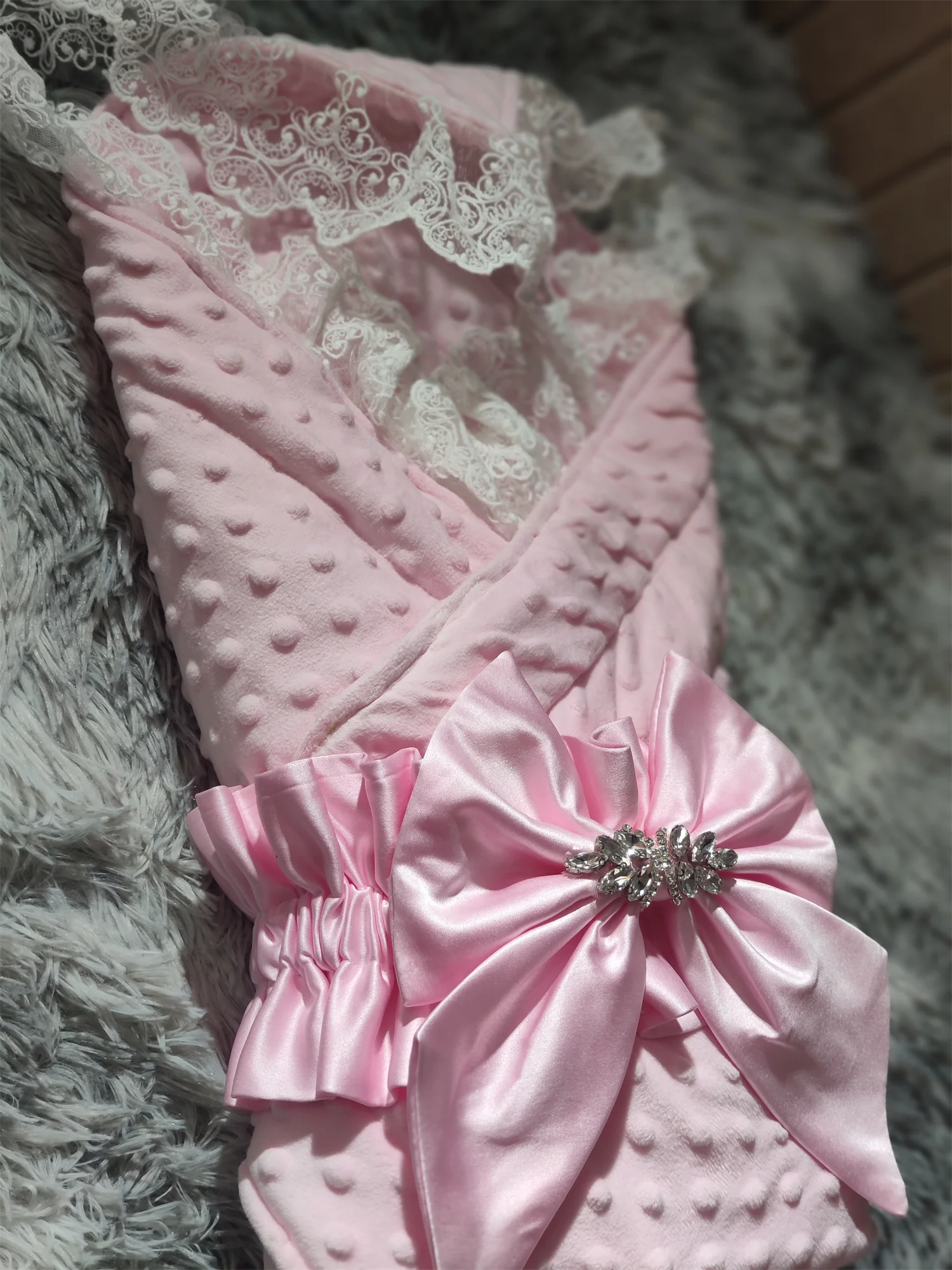 Coperta invernale per bambini Coperta per fasciatoio per ragazzi e ragazze Coperta per ricezione essenziale in pizzo francese Coperta per dormire ultra morbida per registro neonato - immagine 2