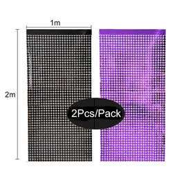 Set of 2 Sparkling Glitter Backdrop Curtains - Silver & Rose Gold - 1x2m (Halloween Decor)